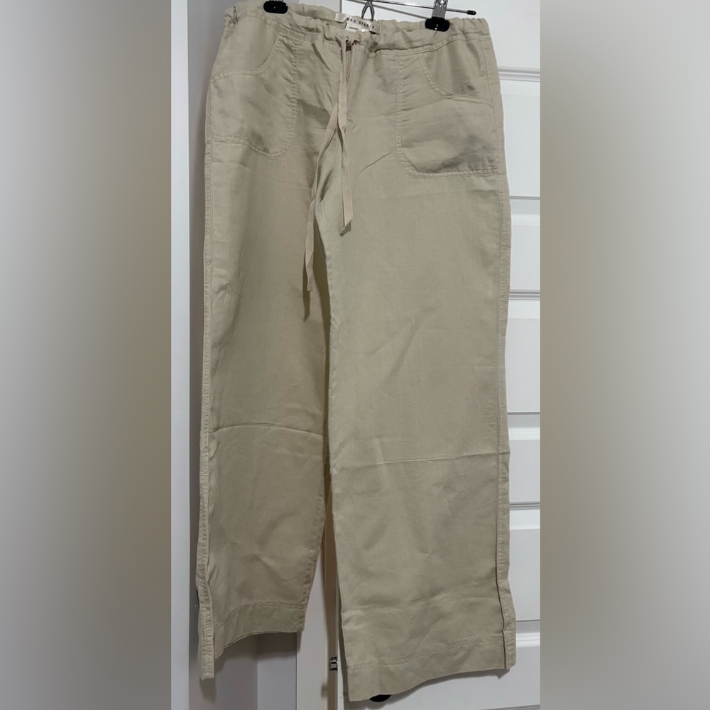Max Studio Linen Blend Relaxed Fit Wideleg Pants Size Large
